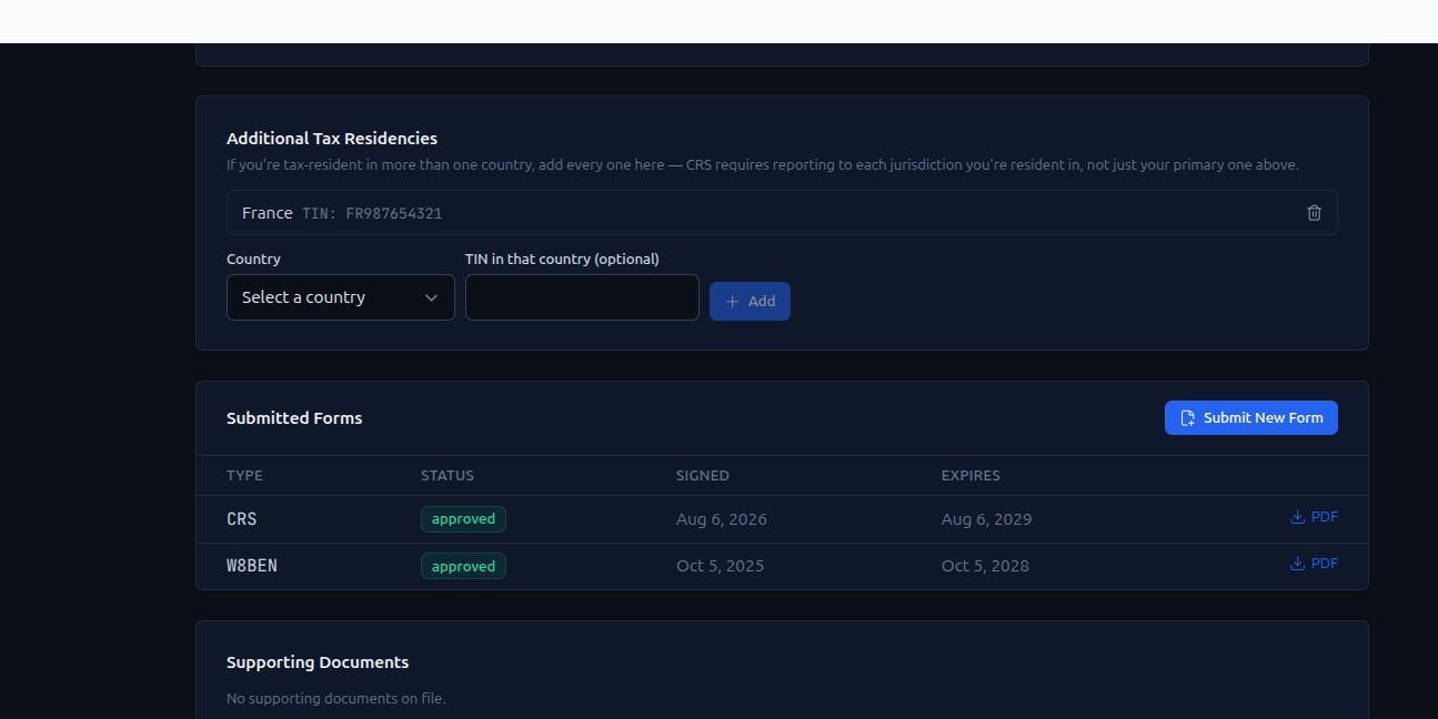 FATCA/CRS Compliance Platform — Multi-Jurisdiction Tax Residency