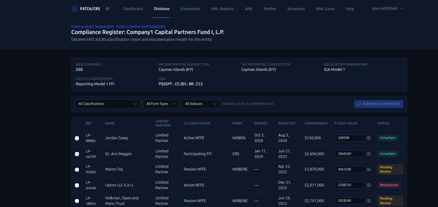 FATCA/CRS Compliance Platform — Per-Tax-Year Account Valuations