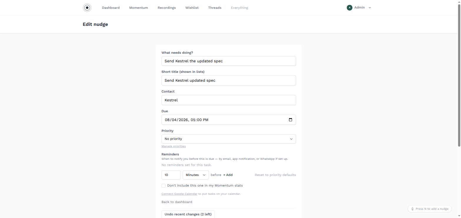 Nudge — Full Control Over Every Task