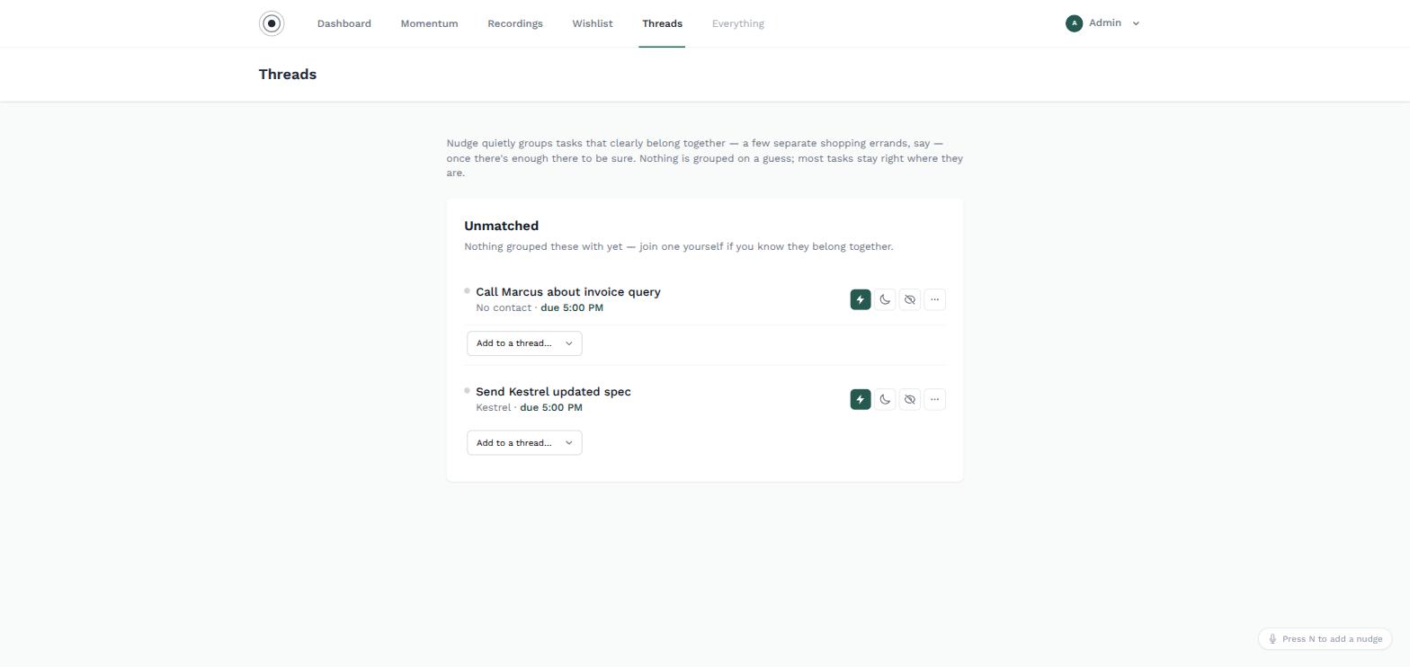 Nudge — Related Tasks, Grouped Automatically